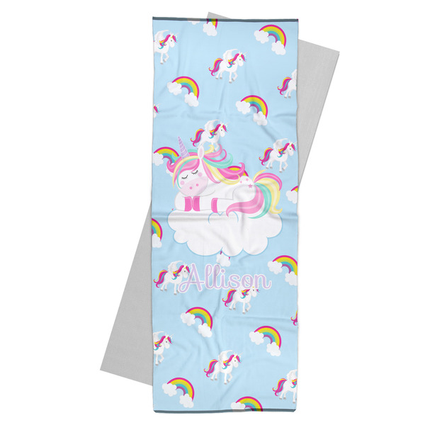 Custom Rainbows and Unicorns Yoga Mat Towel w/ Name or Text