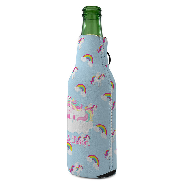 Rainbows and Unicorns Zipper Bottle Cooler - ANGLE (bottle)