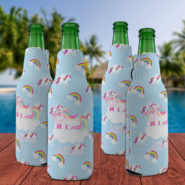Rainbows and Unicorns Zipper Bottle Cooler - Set of 4 - LIFESTYLE