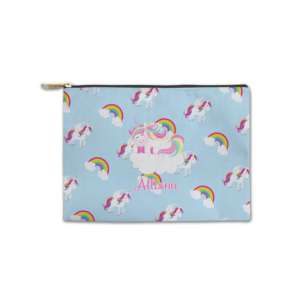 Custom Rainbows and Unicorns Zipper Pouch - Small - 8.5"x6" w/ Name or Text