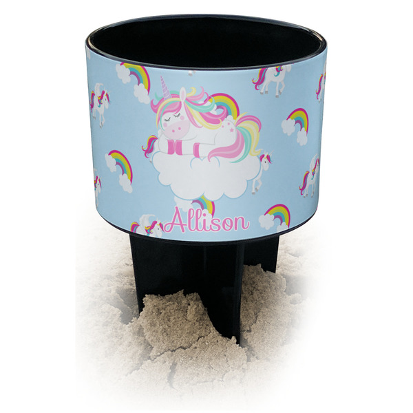 Custom Rainbows and Unicorns Black Beach Spiker Drink Holder (Personalized)