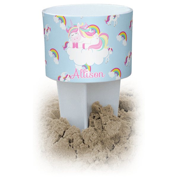 Custom Rainbows and Unicorns White Beach Spiker Drink Holder (Personalized)