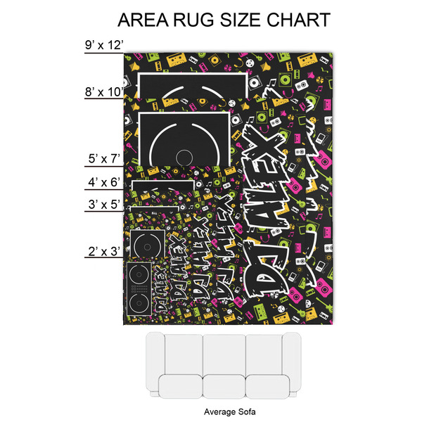 DJ Music Master 2'x3' Indoor Area Rugs - Size Chart