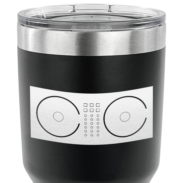 DJ Music Master 30 oz Stainless Steel Ringneck Tumbler - Black - CLOSE UP