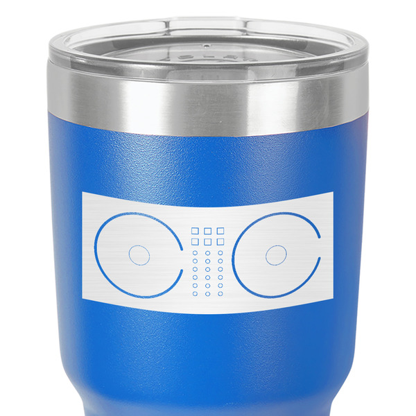 DJ Music Master 30 oz Stainless Steel Ringneck Tumbler - Blue - Close Up