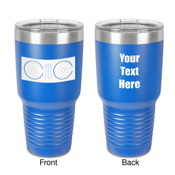 Custom DJ Music Master 30 oz Stainless Steel Tumbler - Royal Blue - Double-Sided (Personalized)