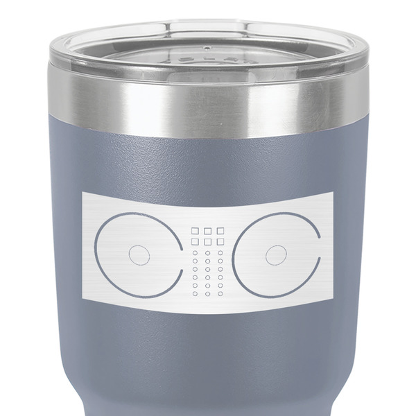 DJ Music Master 30 oz Stainless Steel Ringneck Tumbler - Grey - Close Up