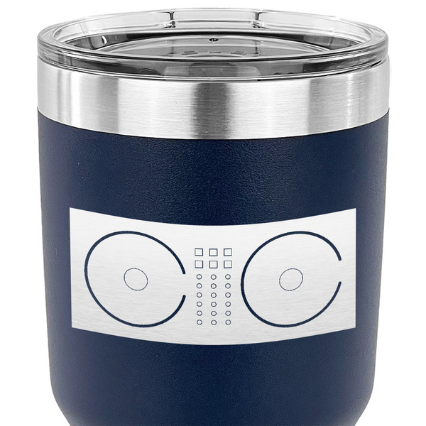 DJ Music Master 30 oz Stainless Steel Ringneck Tumbler - Navy - CLOSE UP