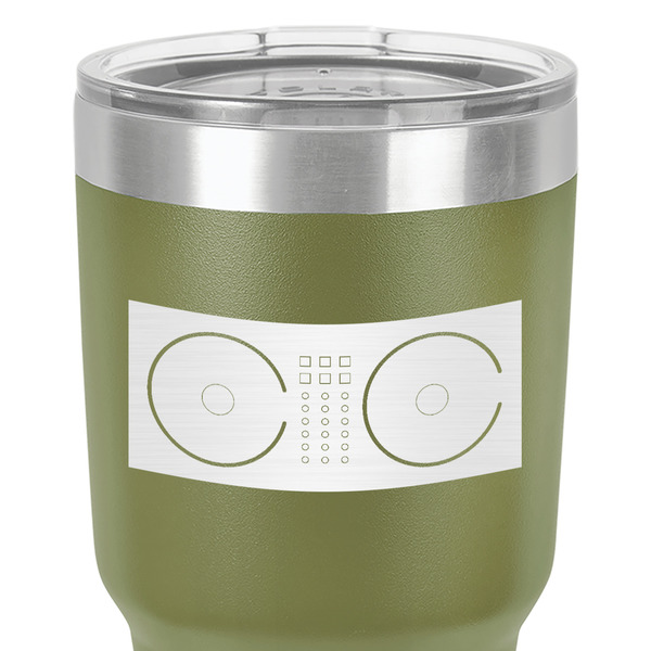 DJ Music Master 30 oz Stainless Steel Ringneck Tumbler - Olive - Close Up
