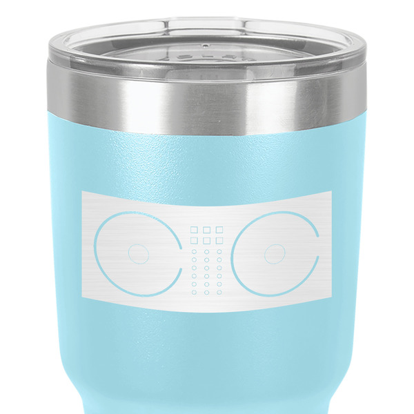 DJ Music Master 30 oz Stainless Steel Ringneck Tumbler - Teal - Close Up