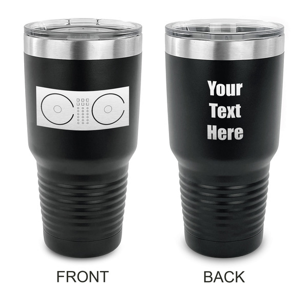 Custom DJ Music Master 30 oz Stainless Steel Tumbler - Black - Double Sided (Personalized)