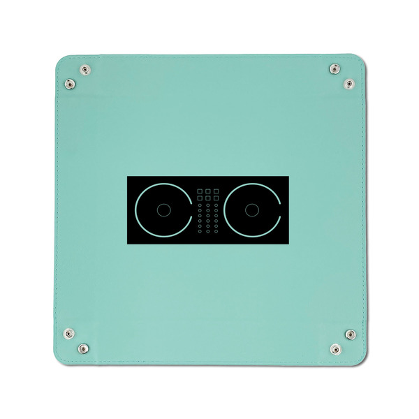 DJ Music Master 6" x 6" Teal Leatherette Snap Up Tray - APPROVAL