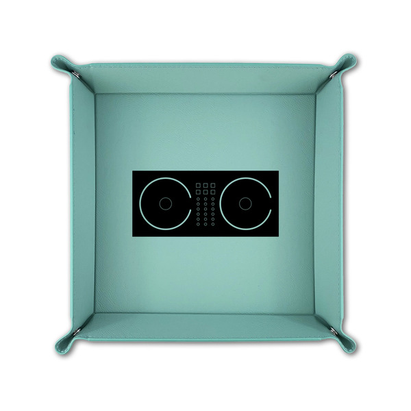 DJ Music Master 6" x 6" Teal Leatherette Snap Up Tray - FOLDED UP