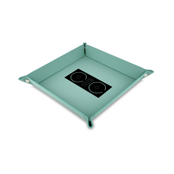 Custom DJ Music Master 6" x 6" Teal Faux Leather Valet Tray
