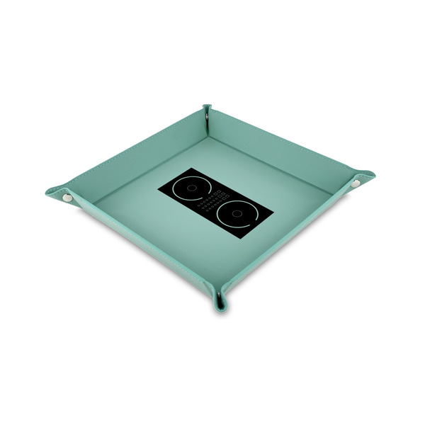 Custom DJ Music Master Faux Leather Dice Tray - 6" x 6" - Teal