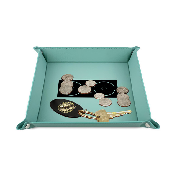 DJ Music Master 6" x 6" Teal Leatherette Snap Up Tray - STYLED