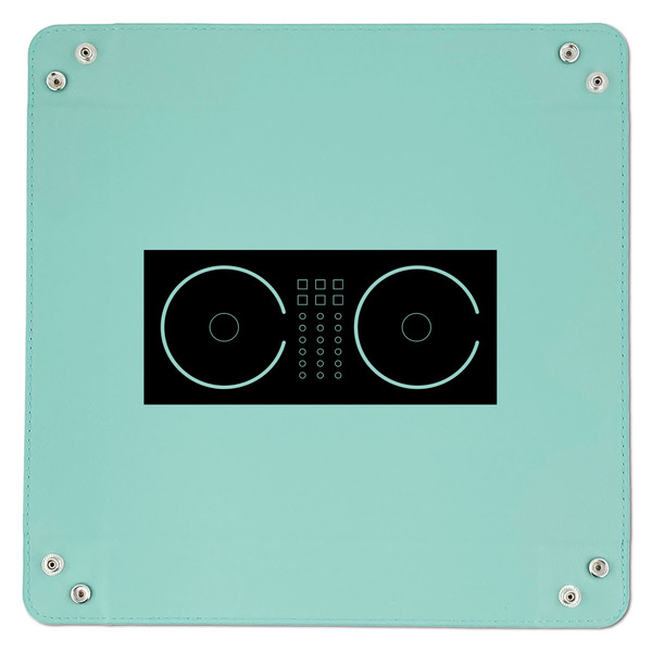 DJ Music Master 9" x 9" Teal Leatherette Snap Up Tray - APPROVAL