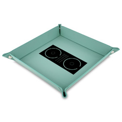 DJ Music Master 9" x 9" Teal Faux Leather Valet Tray