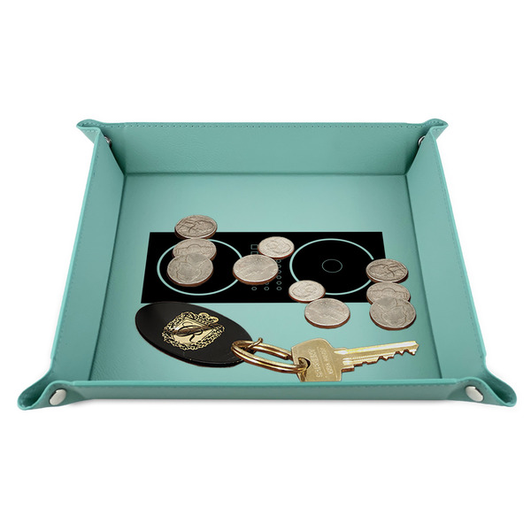 DJ Music Master 9" x 9" Teal Leatherette Snap Up Tray - STYLED