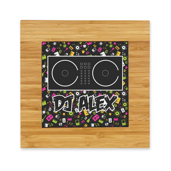 Custom DJ Music Master Bamboo Trivet with Ceramic Tile Insert (Personalized)