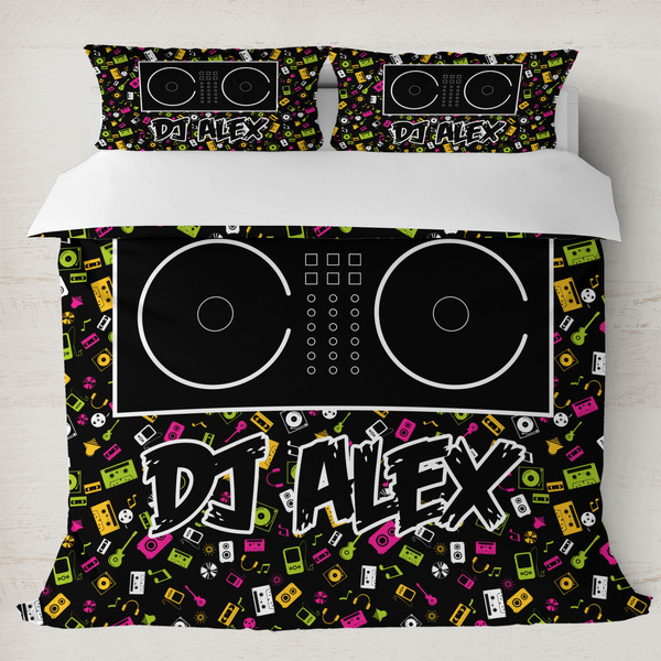Custom DJ Music Master Duvet Cover Set - King w/ Name or Text