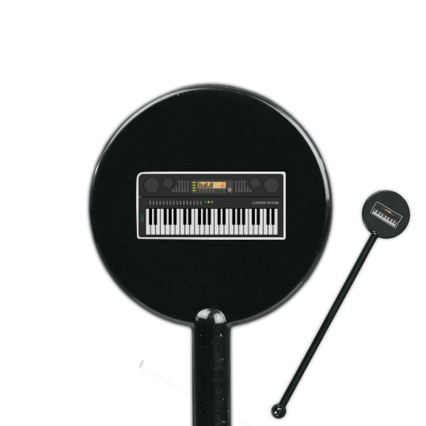 Custom DJ Music Master 5.5" Round Plastic Stir Sticks - Black - Double Sided