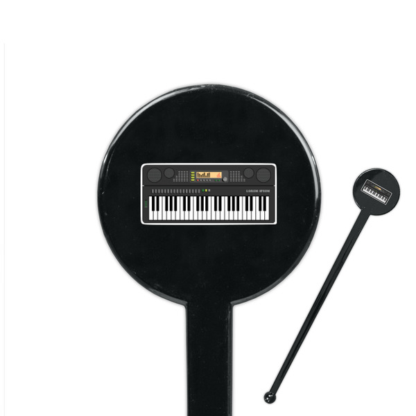 Custom DJ Music Master 7" Round Plastic Stir Sticks - Black - Single Sided