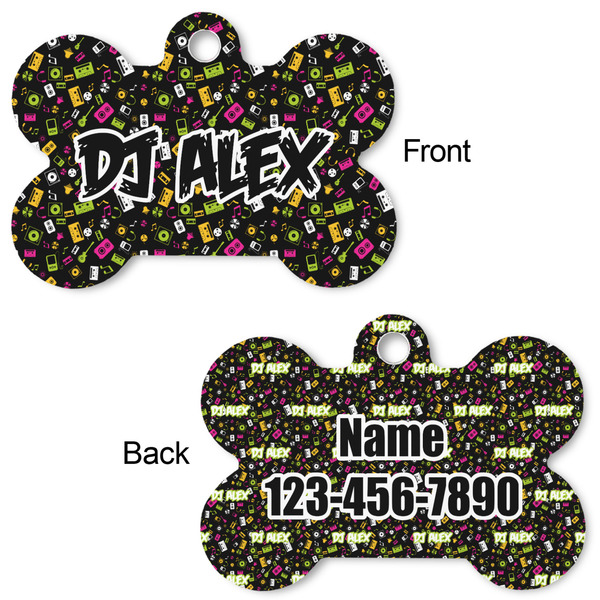 DJ Music Master Bone Shaped Dog ID Tag - Large - Approval