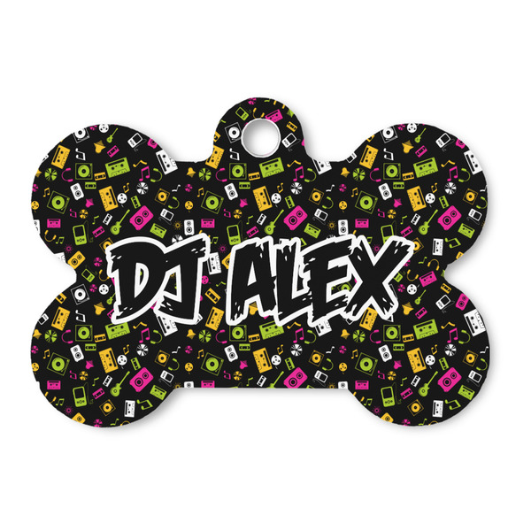 Custom DJ Music Master Bone Shaped Dog ID Tag (Personalized)