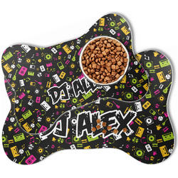 Music DJ Master Bone Shaped Dog Food Mat (Personalized)