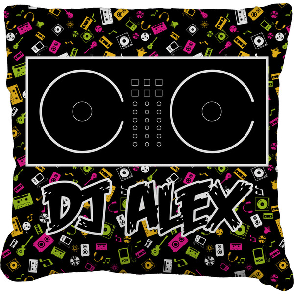 Custom Music DJ Master Faux-Linen Throw Pillow 16" w/ Name or Text