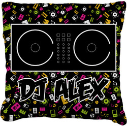 Music DJ Master Faux-Linen Throw Pillow 18" w/ Name or Text