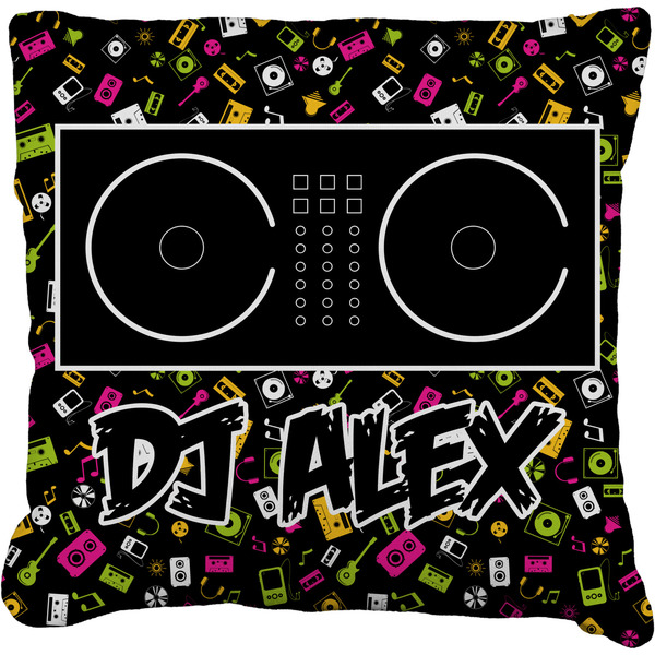Custom Music DJ Master Faux-Linen Throw Pillow 18" w/ Name or Text