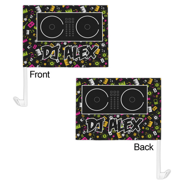 DJ Music Master Car Flag - 11" x 8" - Front & Back View