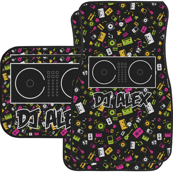 Custom Music DJ Master Car Floor Mats Set - 2 Front & 2 Back w/ Name or Text