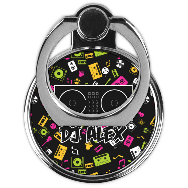 DJ Music Master Cell Phone Ring Stand & Holder - Front (Collapsed)