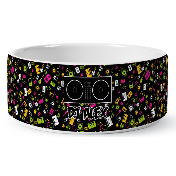 DJ Music Master Ceramic Dog Bowl - Medium - Front