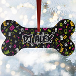 DJ Music Master Ceramic Dog Ornament w/ Name or Text
