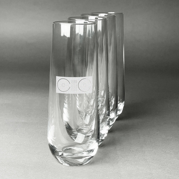 Custom DJ Music Master Champagne Flute - Stemless Engraved - Set of 4