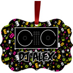 Music DJ Master Metal Frame Ornament - Double Sided w/ Name or Text