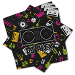 Music DJ Master Cloth Cocktail Napkins - Set of 4 w/ Name or Text