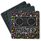 Music DJ Master Square Rubber Backed Coasters - Set of 4 w/ Name or Text