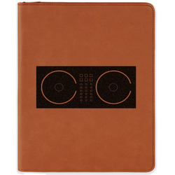 Music DJ Master Leatherette Zipper Portfolio with Notepad - Double Sided (Personalized)