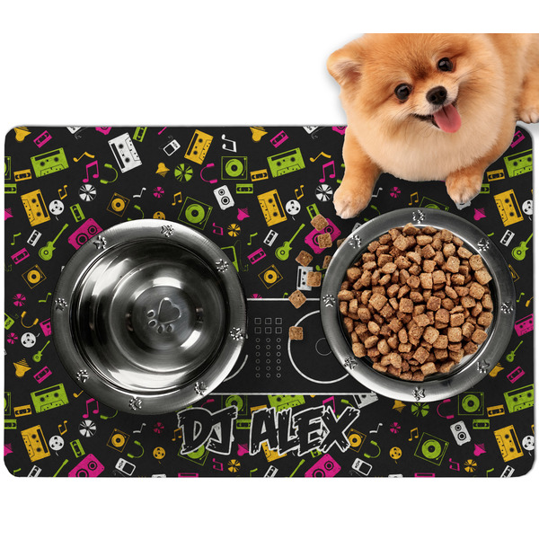 Custom Music DJ Master Dog Food Mat - Small w/ Name or Text