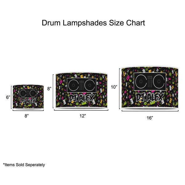 DJ Music Master Drum Lampshades - Sizing Chart