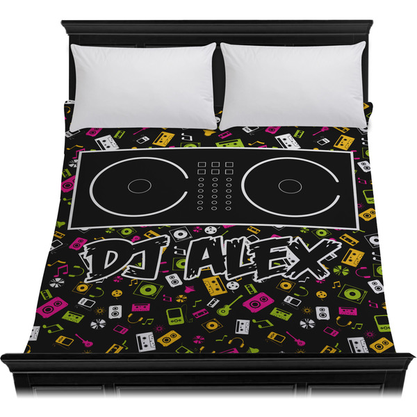 DJ Music Master Duvet Cover - Queen - On Bed - No Prop