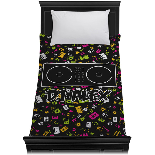DJ Music Master Duvet Cover - Twin - On Bed - No Prop
