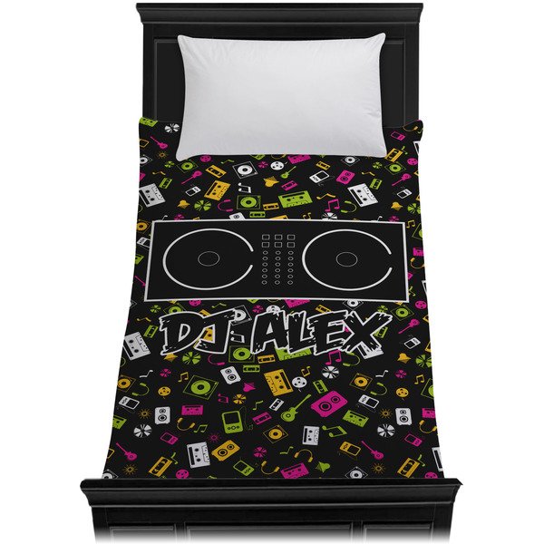 DJ Music Master Duvet Cover - Twin XL - On Bed - No Prop