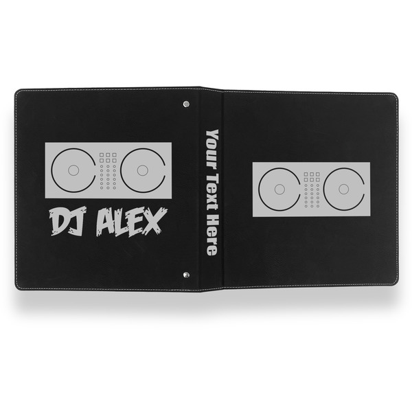 DJ Music Master Leather Binder - 1" - Black- Back Spine Front View