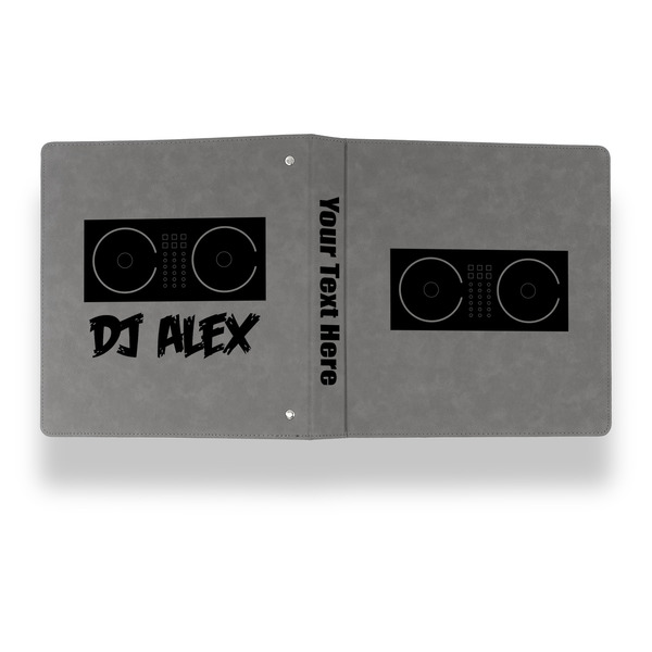 DJ Music Master Leather Binder - 1" - Grey - Back Spine Front View
